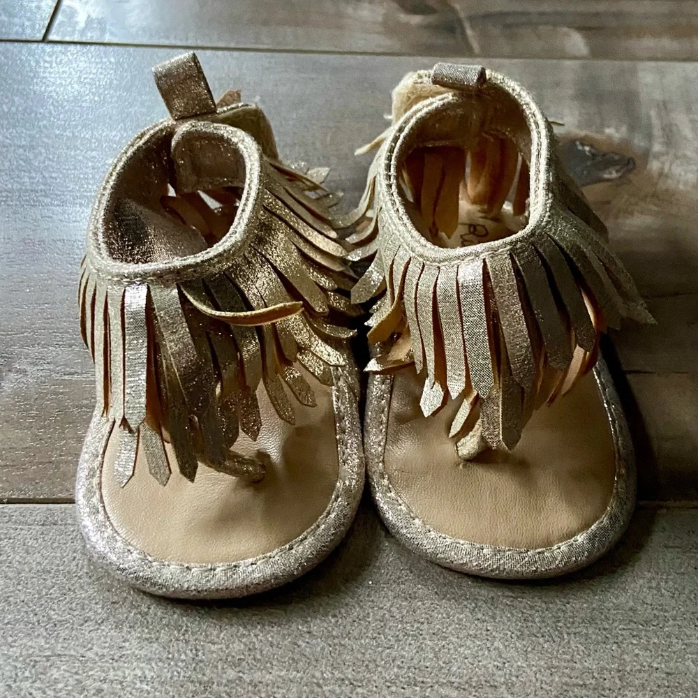Rising Star Gold Metallic Fringe Boho Sandal